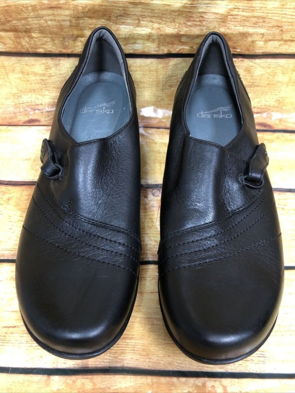 DANSKO Womens 40 / 9.5-10 Franny Black Leather Milled Loafers Shoes